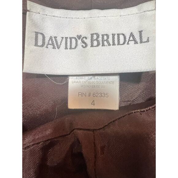 DAVIDS BRIDAL FORMAL BROWN SATIN GOWN SIZE 4 - Picture 7 of 7